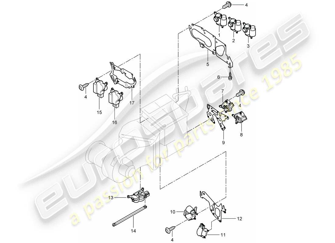 porsche 2005 (cayenne e1 9pa) motor para ajuste diagrama de pieza