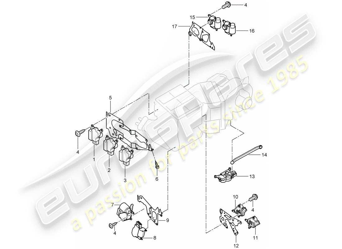 porsche 2005 (cayenne e1 9pa) motor para ajuste diagrama de pieza
