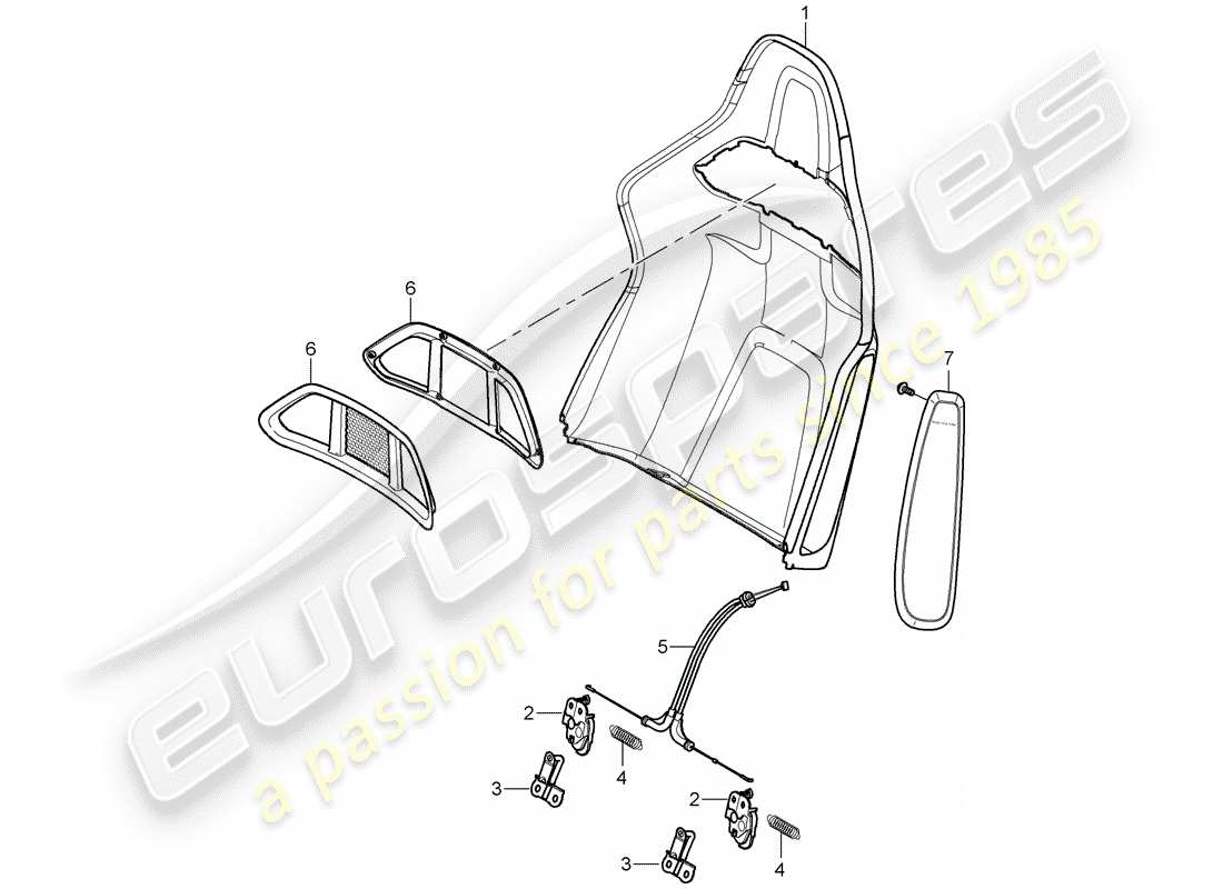 porsche 2007 (997-1 gt3) carcasa del respaldo diagrama de piezas