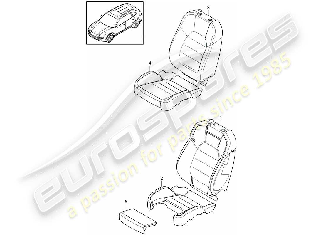porsche 2016 (cayenne e2 92a) diagrama de piezas de la pieza de espuma