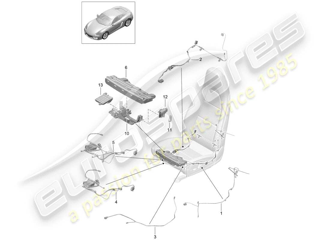 porsche 2014 (981 cayman) cableando arneses diagrama de piezas