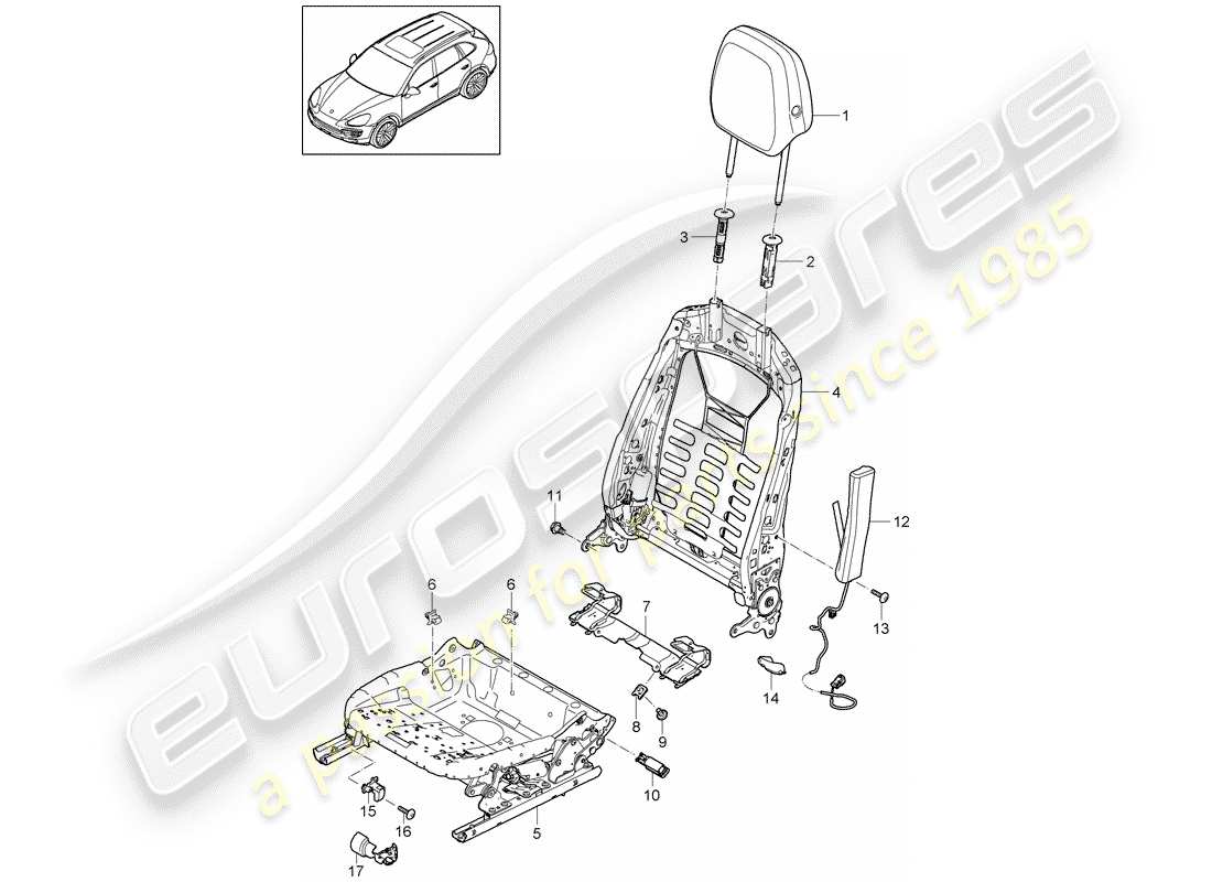 porsche 2016 (cayenne e2 92a) estructura - respaldo diagrama de piezas