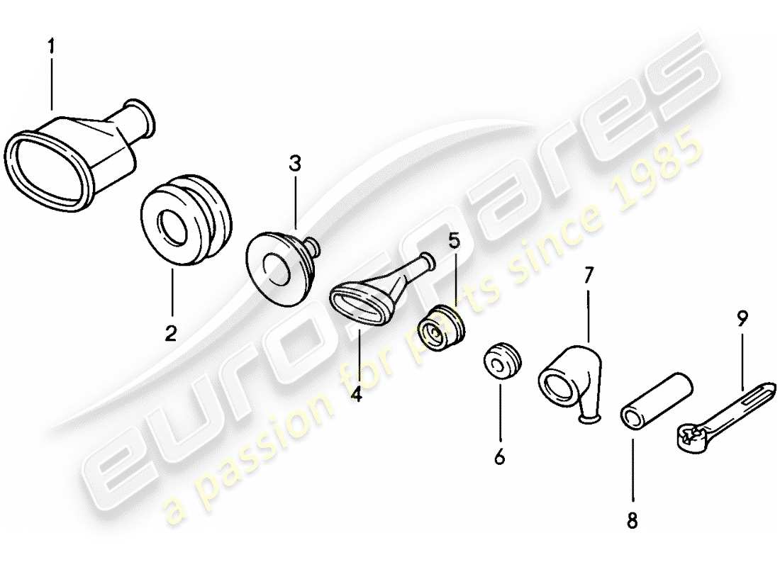 porsche 1986 (944) ojal - envoltura de corbata diagrama de piezas