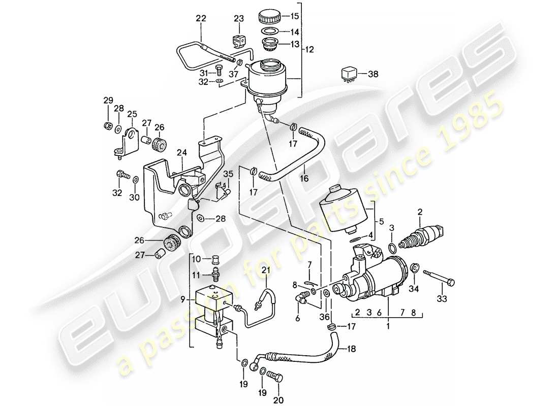 porsche 1990 (928) transmisión automática - control de bloqueo 1 - d - mj 1990>> diagrama de piezas