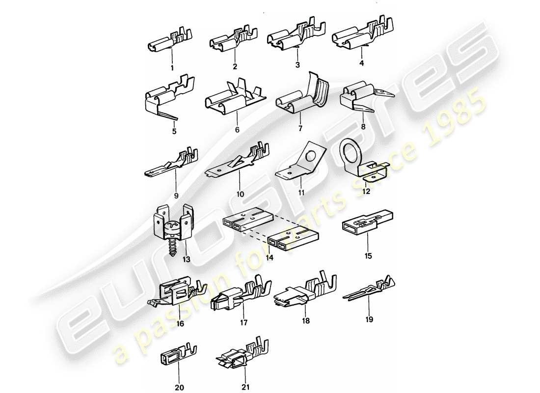 porsche 1994 (968) terminal de hoja macho - conector de empuje diagrama de piezas