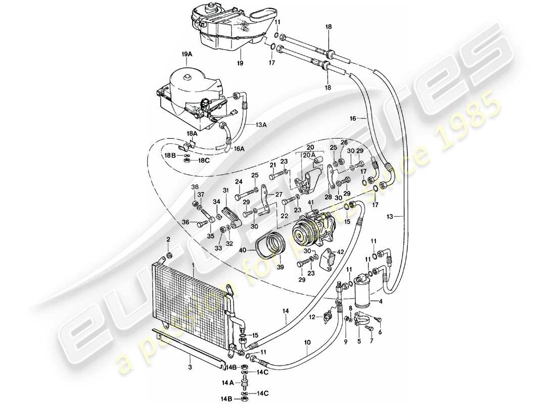 porsche 1981 (924) aire acondicionado diagrama de piezas
