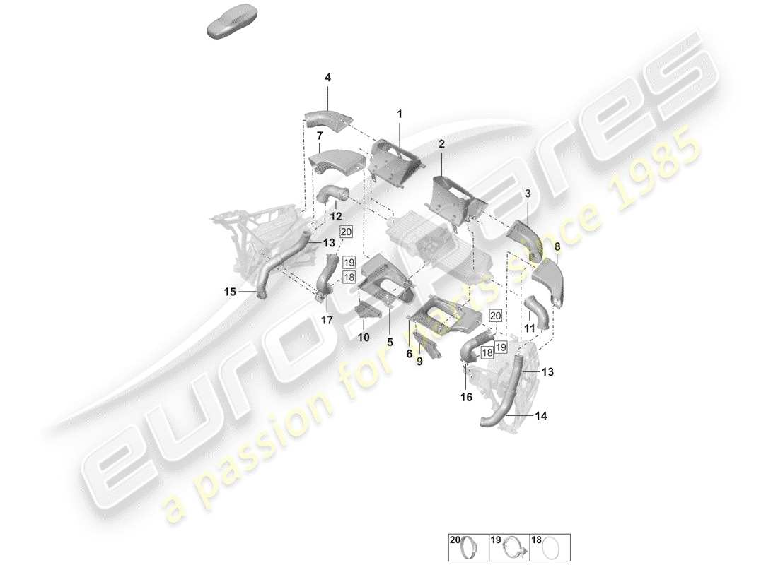 porsche 2020 (992-1) diagrama de piezas del enfriador de aire de carga