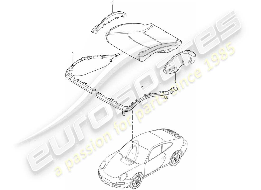 porsche 2012 (997-2 turbo / gt2 rs) diagrama de piezas del portacojines
