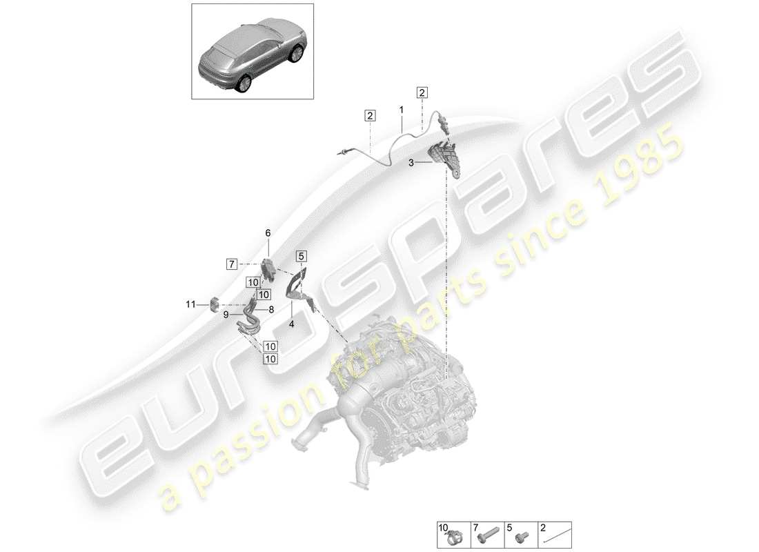 porsche 2019 (macan) diagrama de piezas del sensor de presión diferencial
