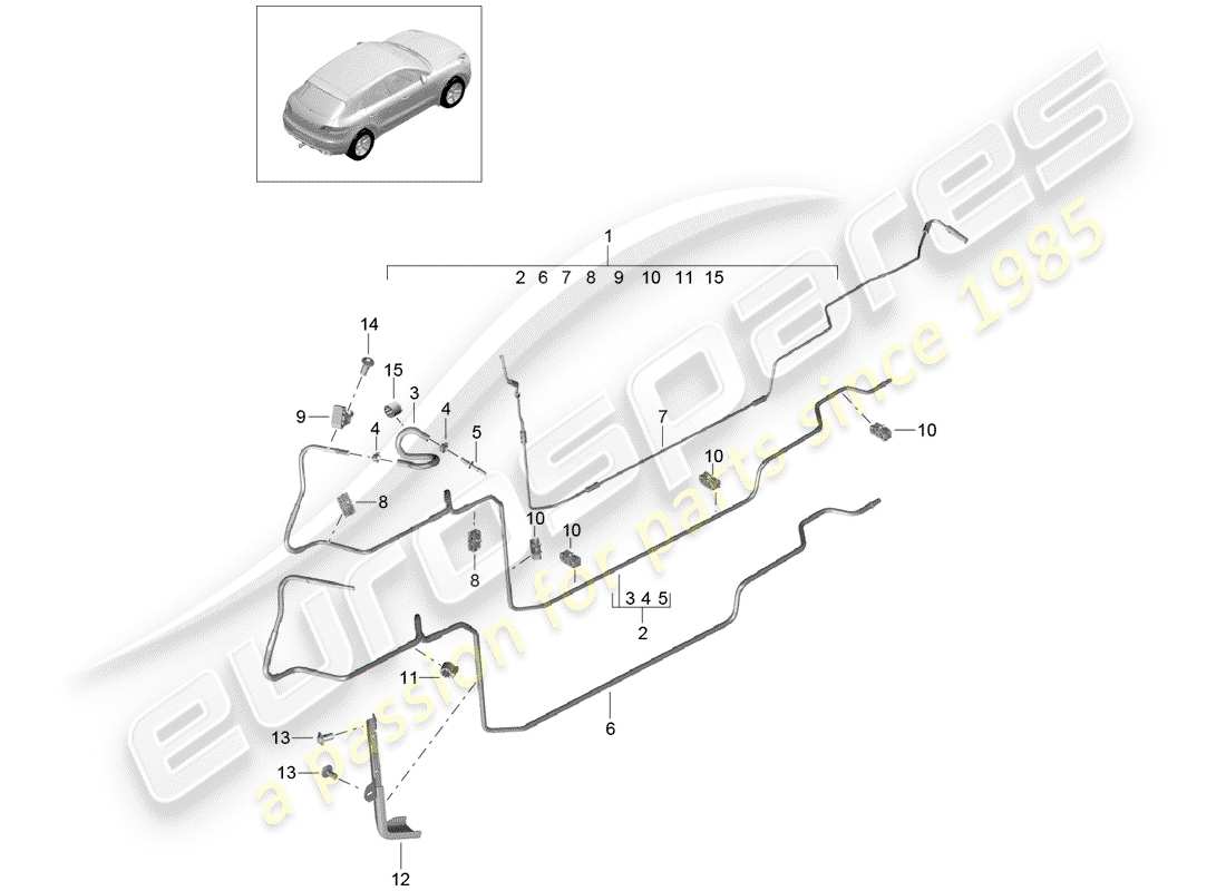 porsche 2016 (macan) diagrama de piezas del sistema de combustible