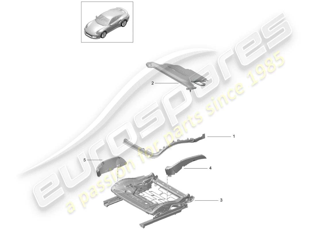 porsche 2020 (991-2 turbo) acolchado para asiento diagrama de piezas