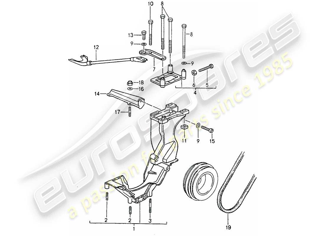 porsche 964 (1991) compresor - montaje - mecanismo de impulsión diagrama de piezas