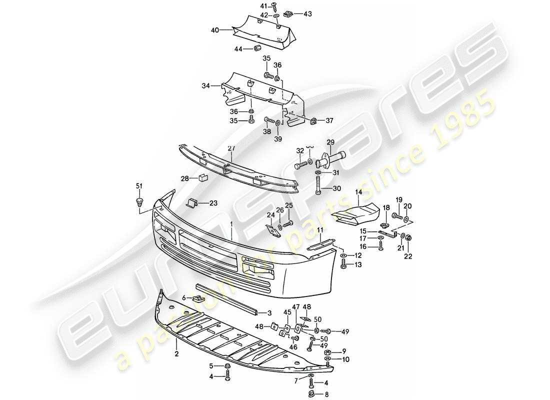 porsche 1986 (944) cubierta para parachoques - y - parachoques diagrama de piezas