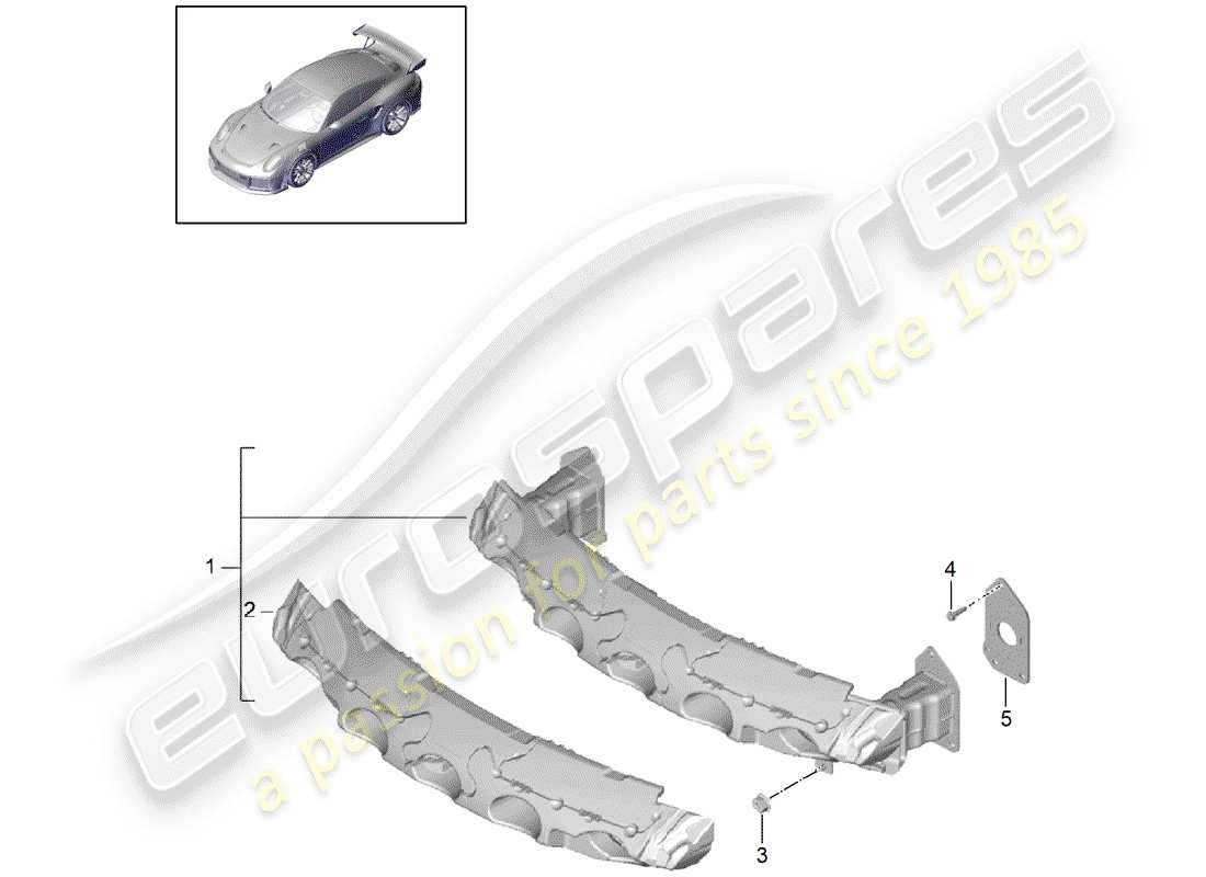 porsche 2014 (991-1 turbo) soporte de parachoques diagrama de piezas