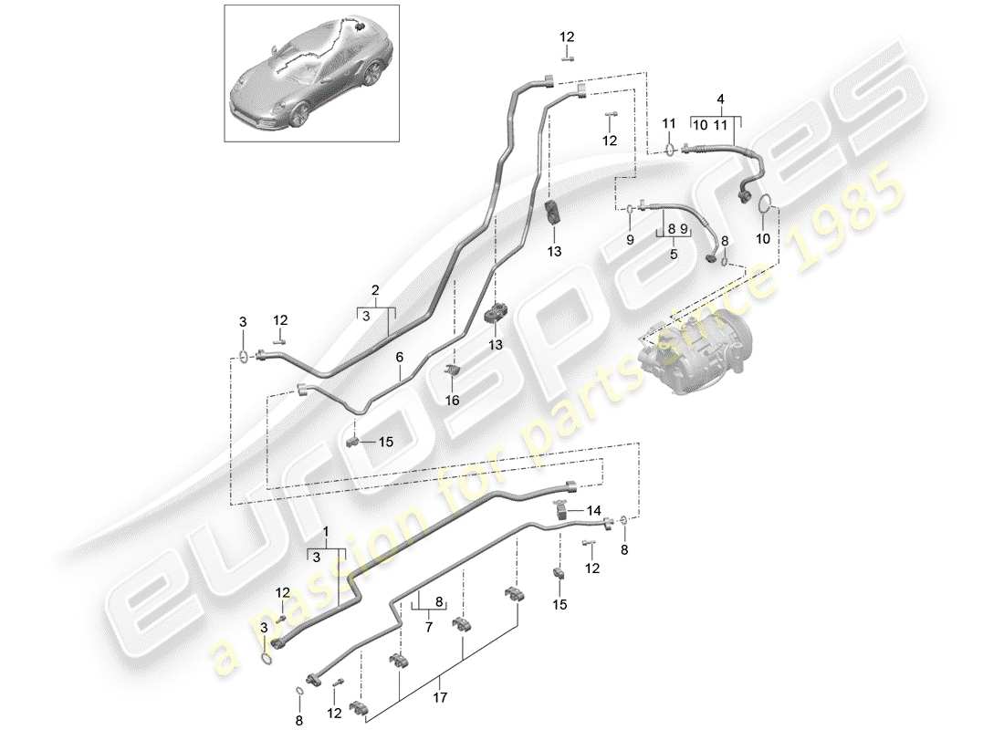 porsche 2020 (991-2 turbo) diagrama de piezas del circuito refrigerante