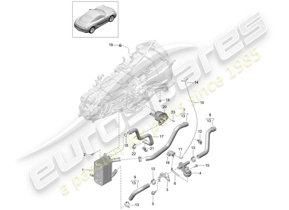 porsche cayman 981 (2015) diagrama de piezas de la caja de cambios manual