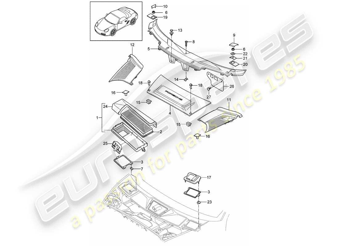 porsche 2006 (987 boxster) filtro de partículas diagrama de piezas