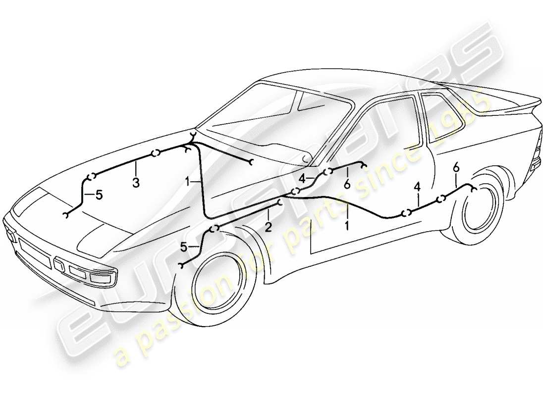 porsche 1986 (944) mazo de cables - sistema de freno antibloqueo -abs- - indicador de desgaste de pastillas de freno diagrama de piezas