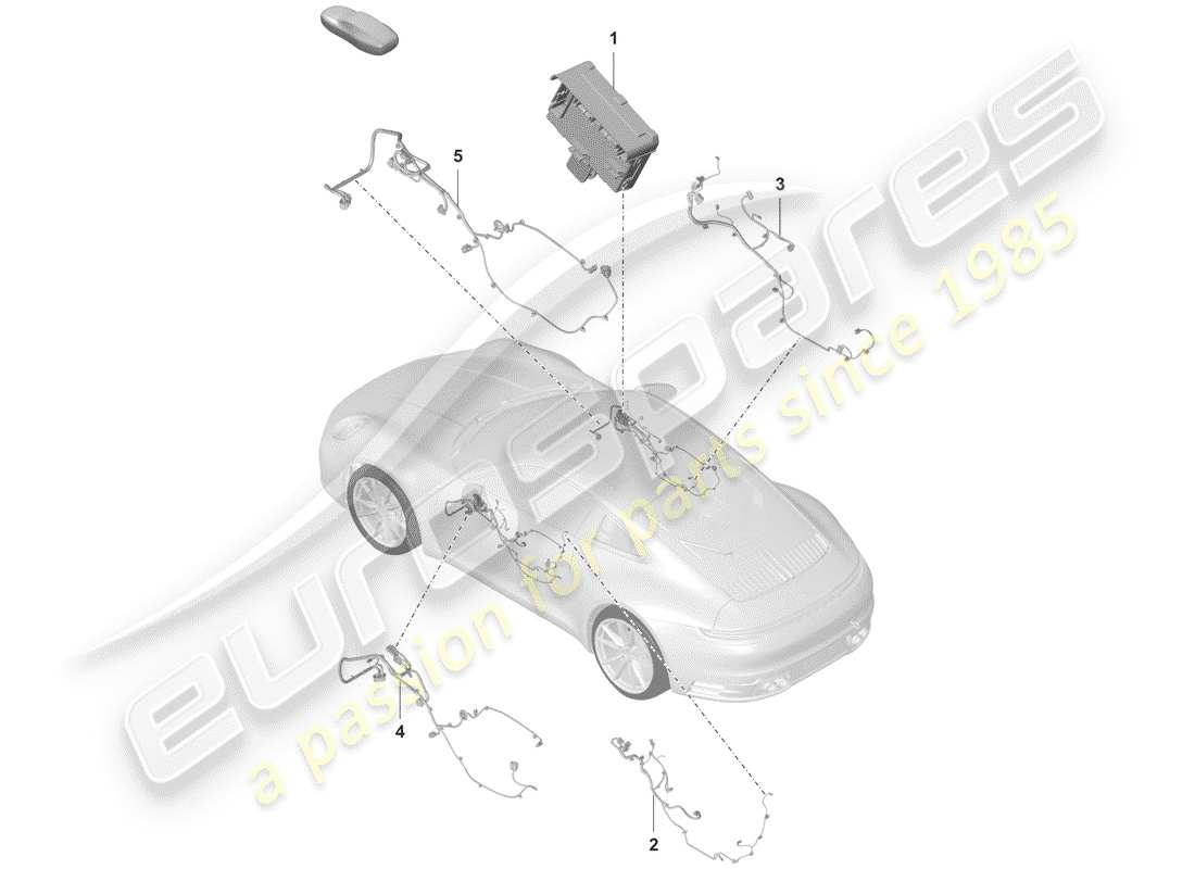 porsche 2019 (992-1) puertas diagrama de piezas