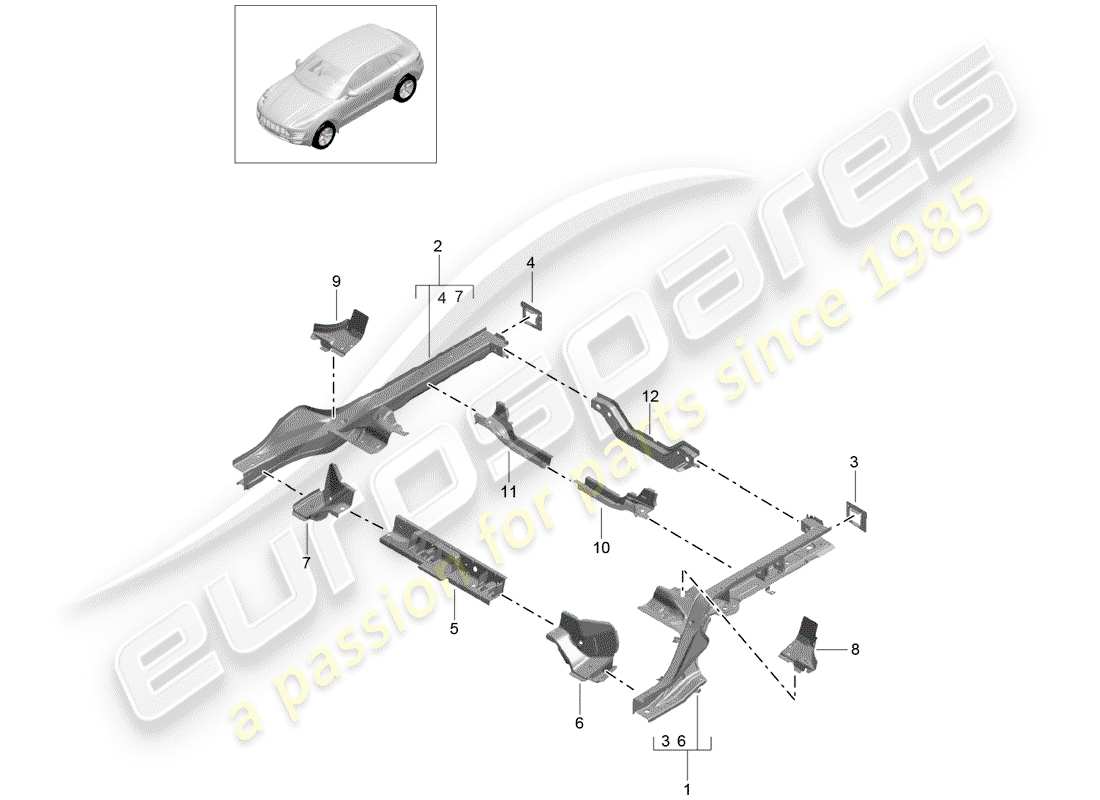 porsche 2014 (macan) marco diagrama de piezas