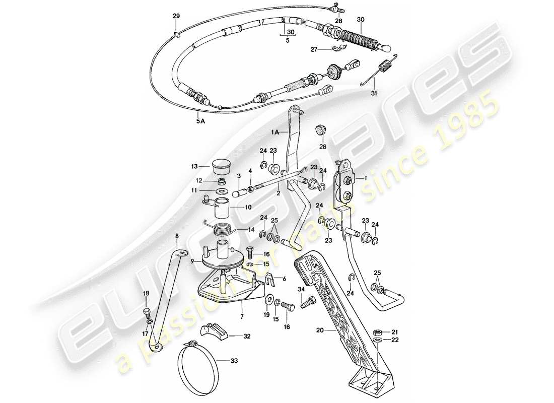 porsche 1981 (924) control del acelerador - cable del acelerador - para - transmisión automática diagrama de piezas