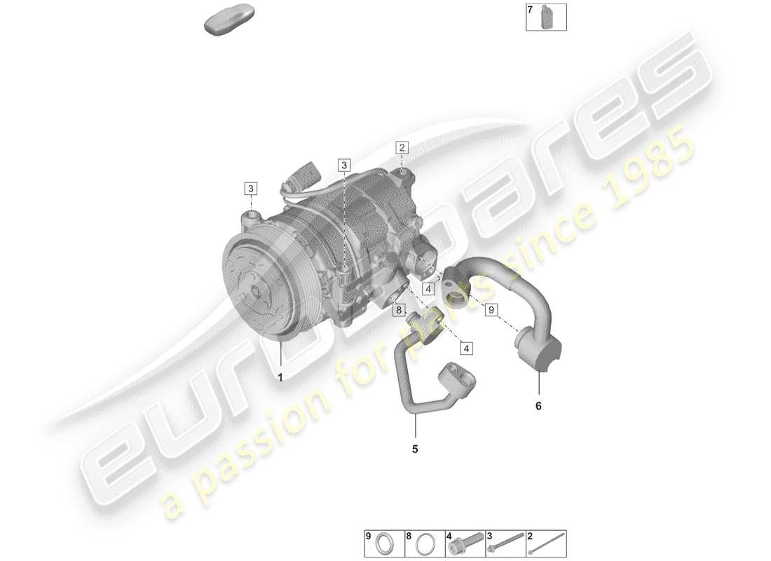 porsche 2020 (992-1) diagrama de piezas del compresor de aire acondicionado