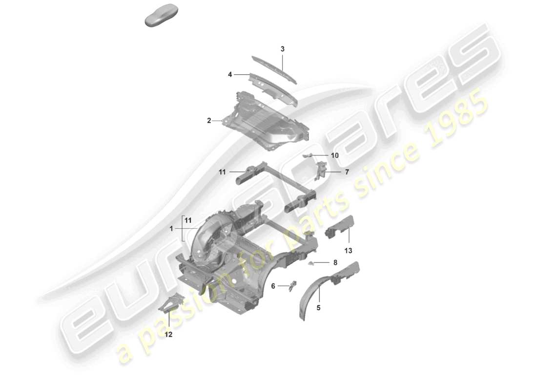 porsche 2020 (992-1) extremo posterior diagrama de piezas