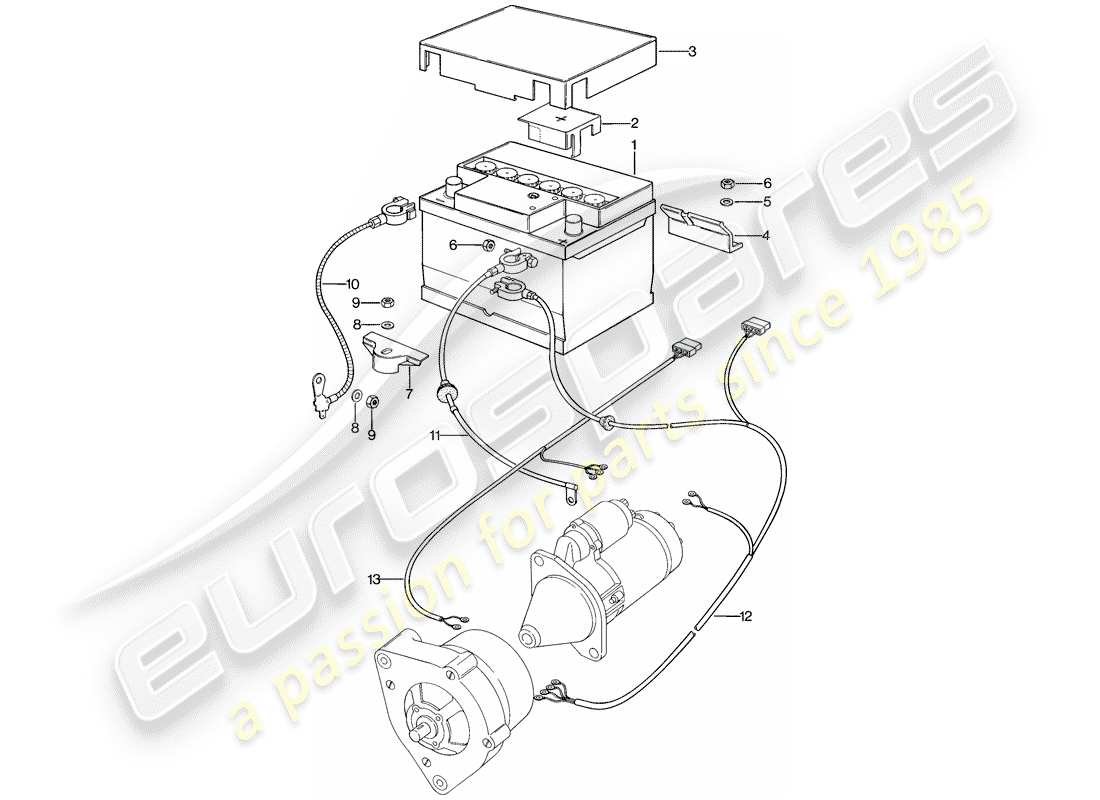porsche 1977 (924) bateria - arneses de cableado - para - arranque - alternador diagrama de piezas