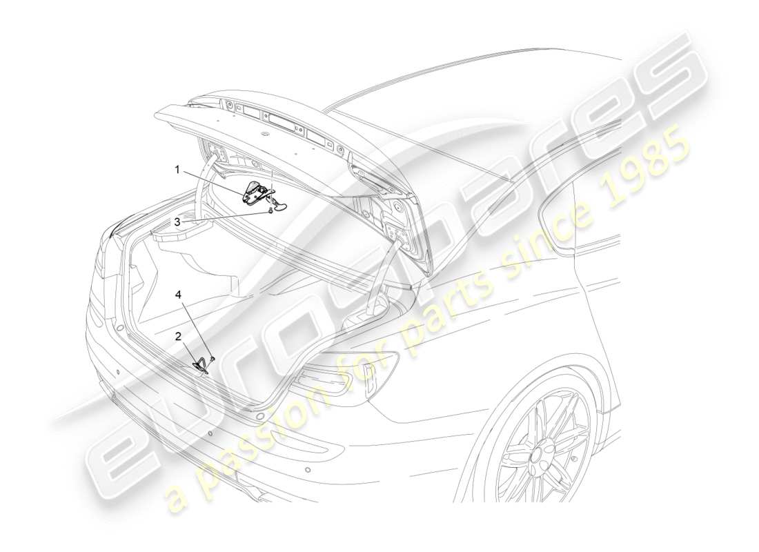 maserati qtp 3.0 bt v6 410hp (2014) diagrama de piezas de control de apertura de la tapa trasera