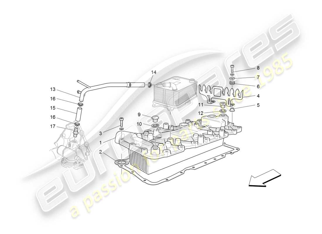 maserati granturismo (2008) diagrama de piezas del intercambiador de calor