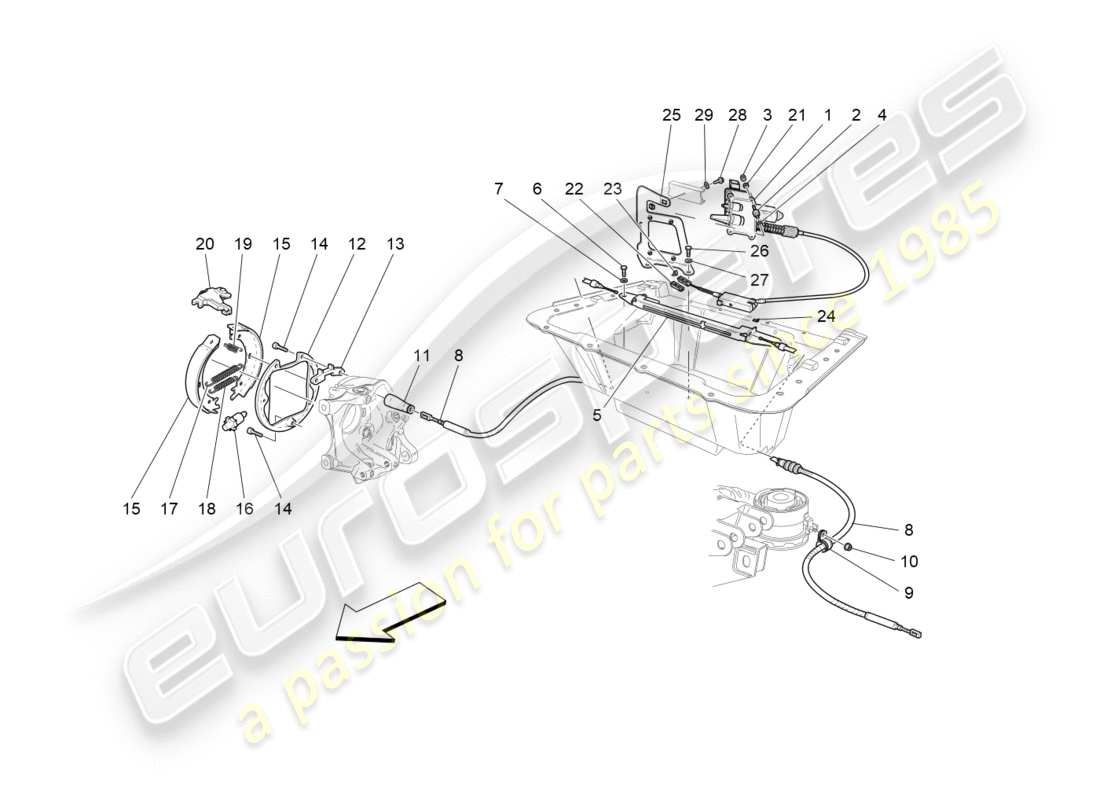 maserati qtp 3.0 tds v6 275hp (2015) diagrama de piezas del freno de estacionamiento