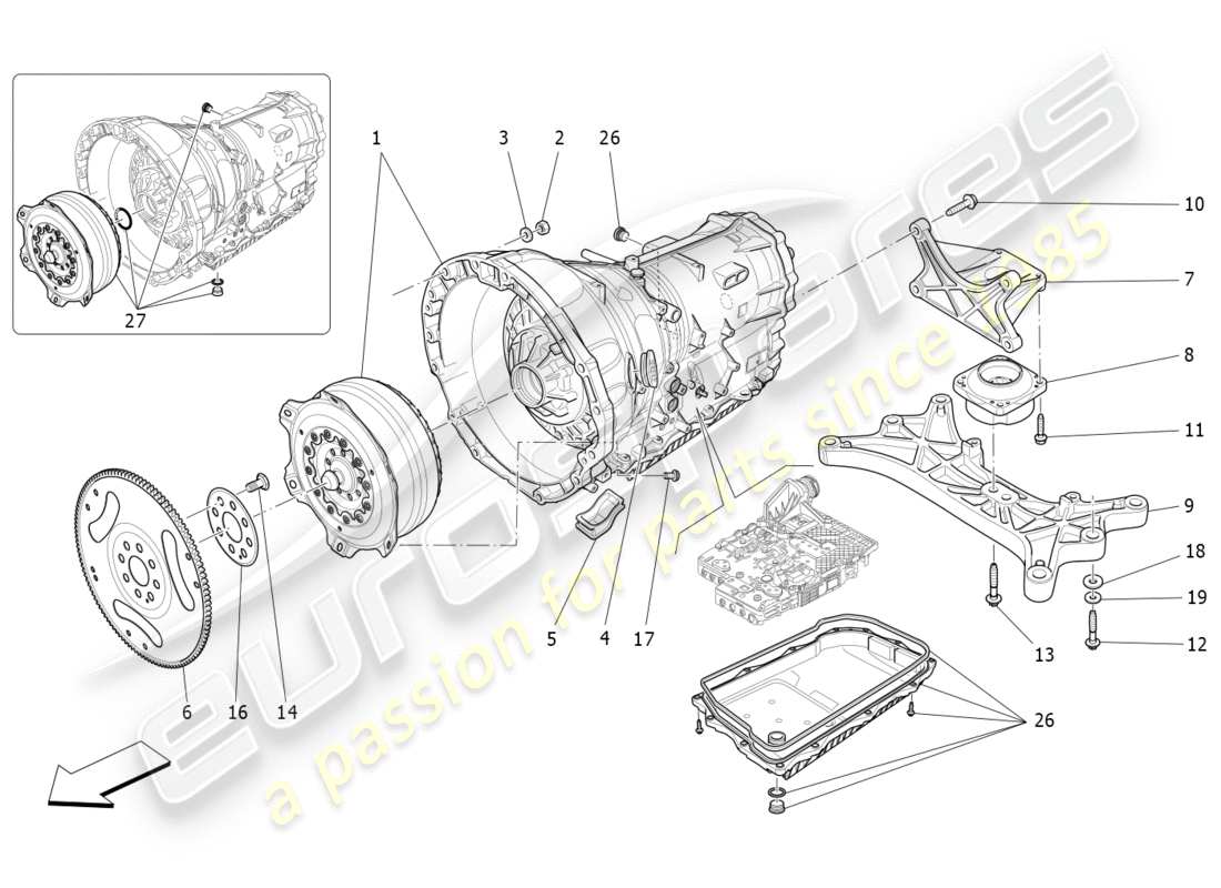 maserati qtp 3.0 tds v6 275hp (2015) diagrama de piezas de las carcasas de la caja de cambios