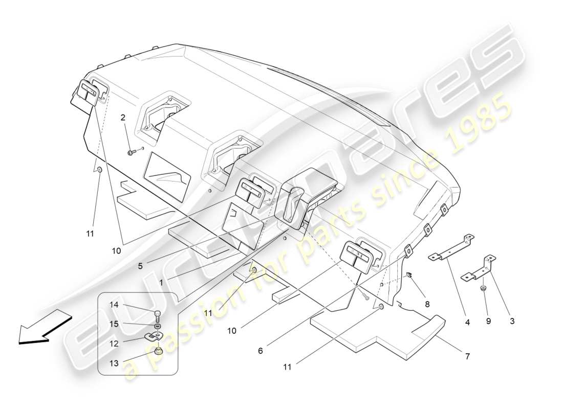 maserati qtp 3.0 tds v6 275hp (2015) diagrama de piezas del estante trasero para paquetes