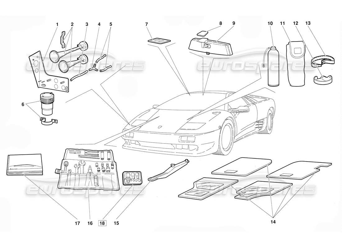 lamborghini diablo (1991) accesorios (válido para la versión 1992 de junio) diagrama de piezas