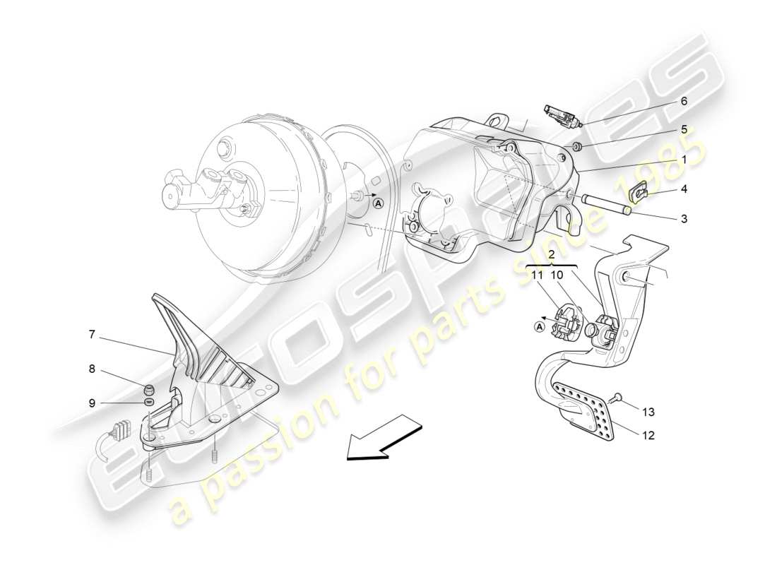 maserati qtp 3.0 tds v6 275hp (2015) diagrama de piezas completo de la unidad de pedalera