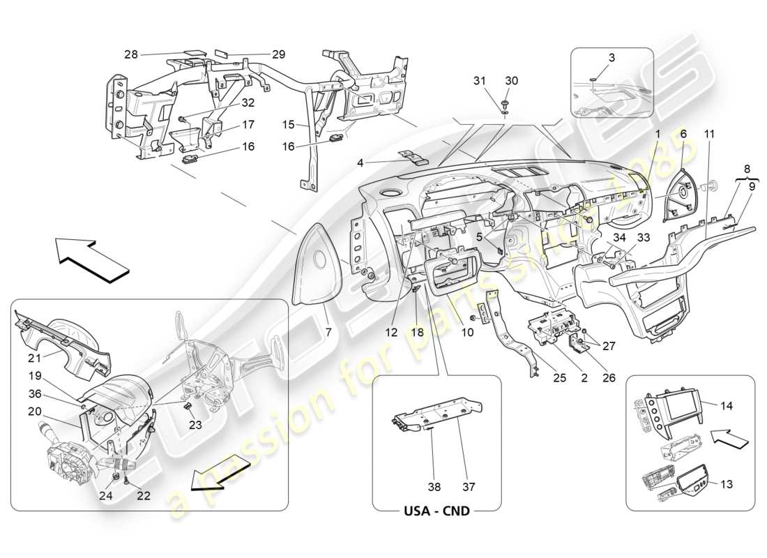 maserati granturismo (2011) unidad de tablero diagrama de piezas