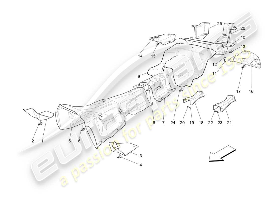 maserati qtp 3.0 tds v6 275hp (2015) paneles aislantes térmicos diagrama de piezas