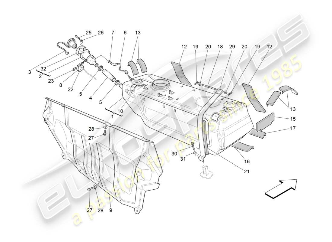 maserati qtp 3.0 tds v6 275hp (2015) diagrama de piezas del tanque de combustible