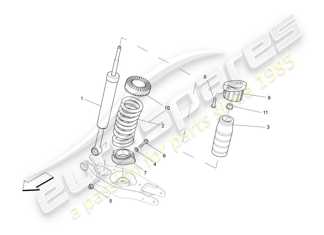 maserati qtp 3.0 bt v6 410hp (2014) diagrama de piezas de los dispositivos del amortiguador trasero