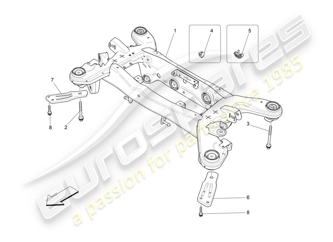 maserati qtp 3.0 bt v6 410hp (2014) diagrama de piezas del chasis trasero