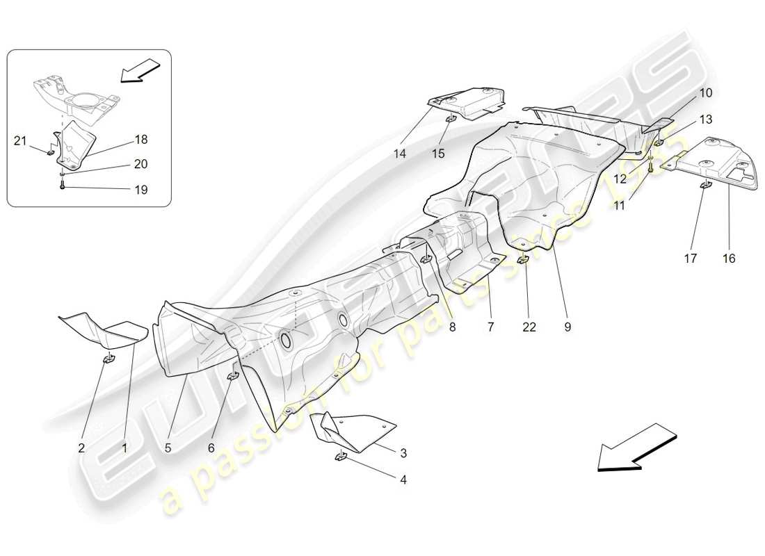 maserati granturismo (2009) paneles aislantes térmicos diagrama de piezas