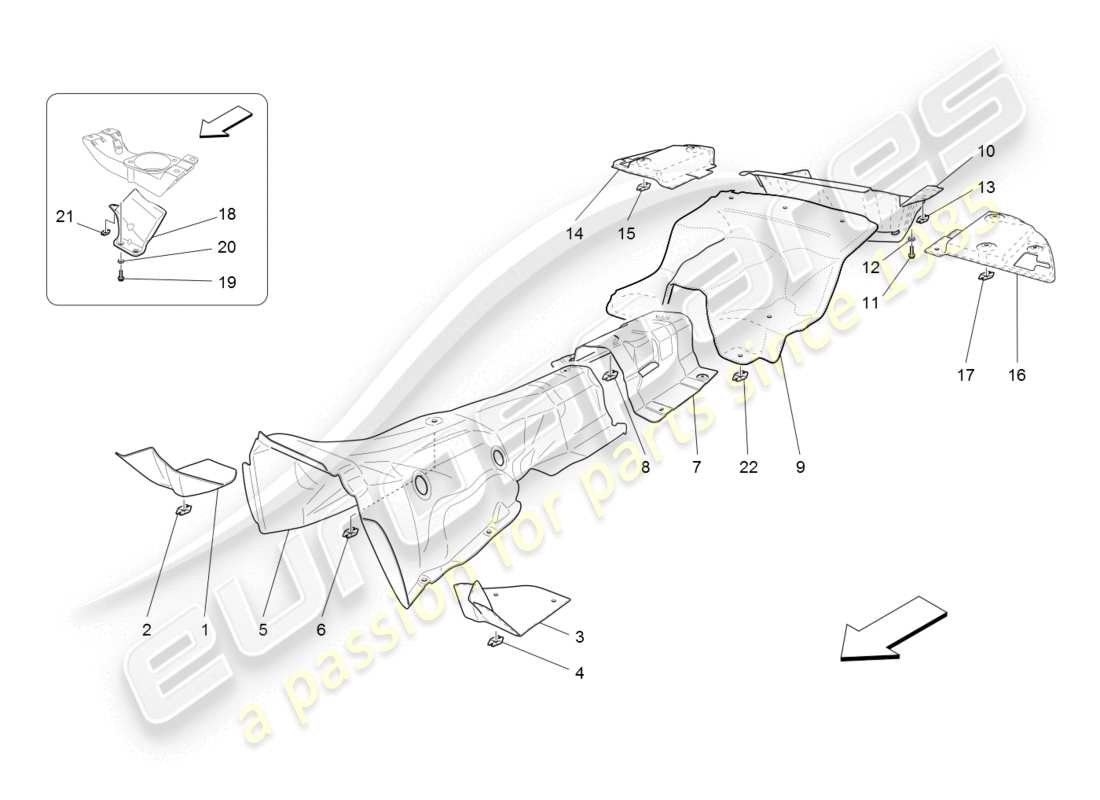 maserati granturismo (2008) paneles aislantes térmicos diagrama de piezas