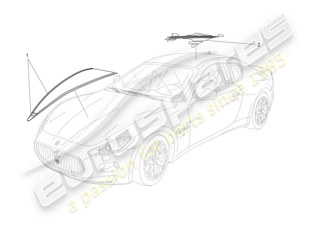 maserati granturismo (2008) diagrama de piezas de escudos, molduras y paneles de cobertura