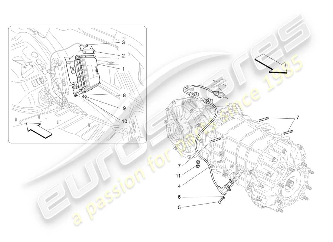 maserati granturismo (2011) control electrónico (caja de cambios) diagrama de piezas