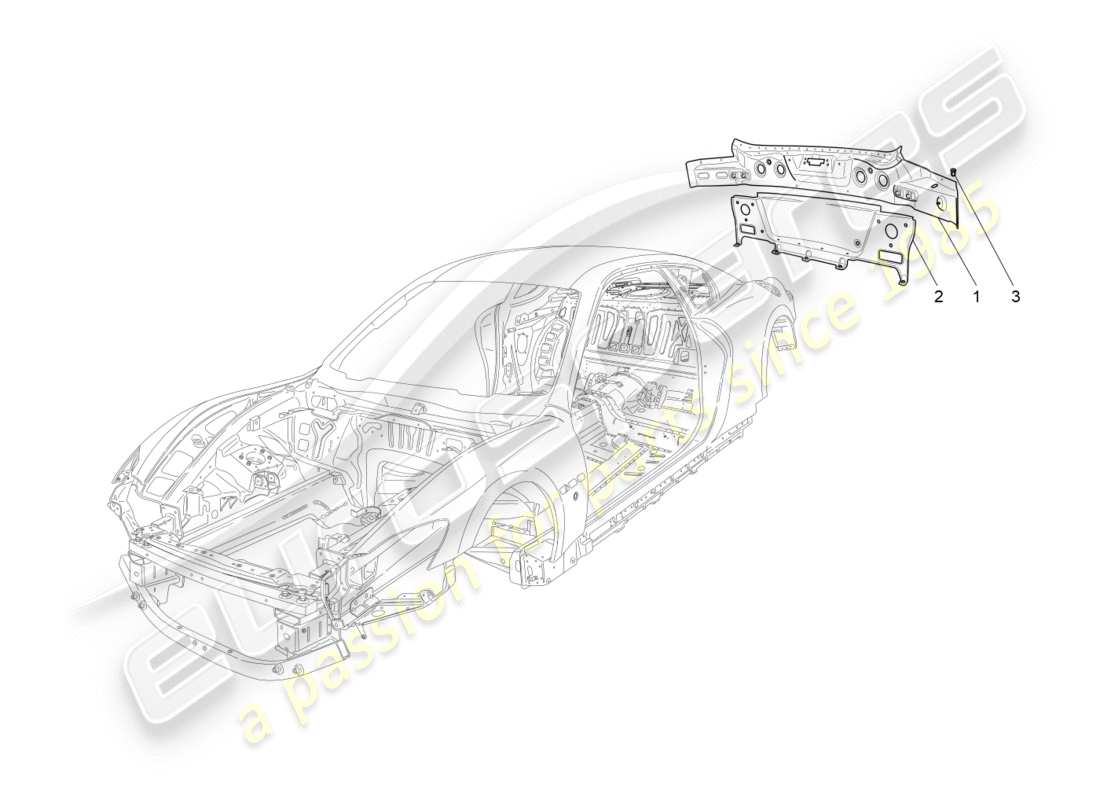 maserati granturismo (2009) carrocería y paneles exteriores traseros diagrama de piezas