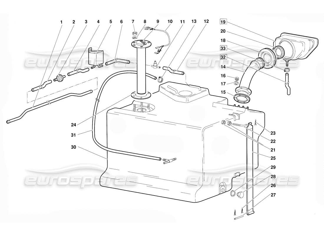 lamborghini diablo (1991) diagrama de piezas del sistema de combustible (válido para la versión 1992 de junio)