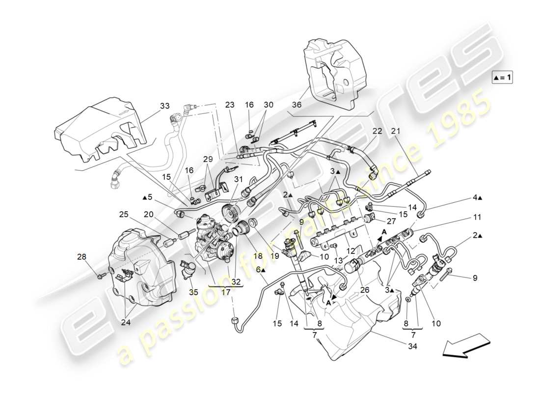 maserati qtp 3.0 tds v6 275hp (2015) diagrama de piezas de bombas de combustible y líneas de conexión