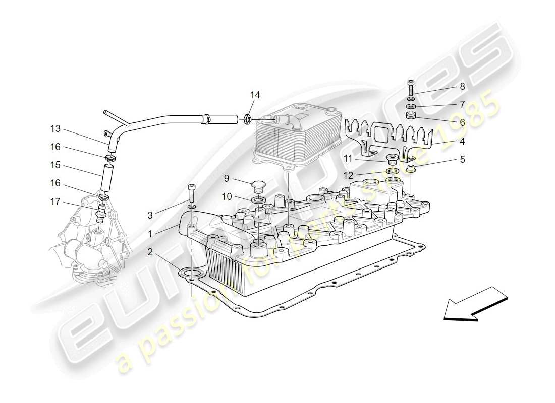 maserati granturismo (2009) diagrama de piezas del intercambiador de calor