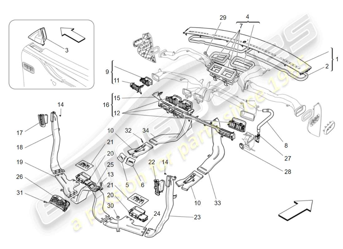maserati qtp 3.0 tds v6 275hp (2015) unidad de a/c: difusión diagrama de piezas