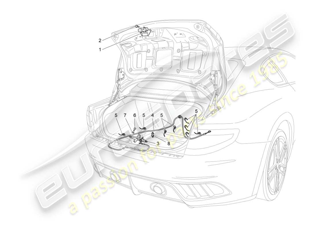 maserati qtp 3.0 tds v6 275hp (2015) diagrama de piezas de control de apertura de la tapa trasera
